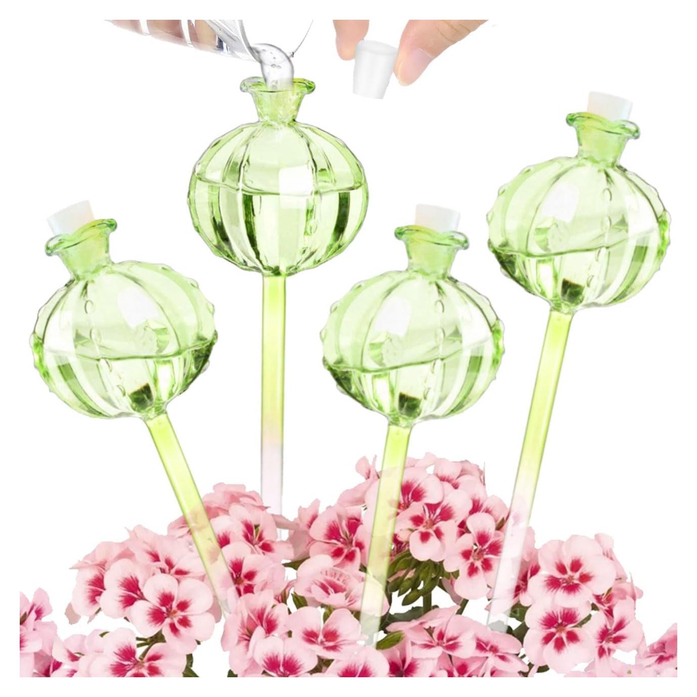 4 Esferas de Autorriego de Vidrio FWYDRJZC 20.3 cm Verde