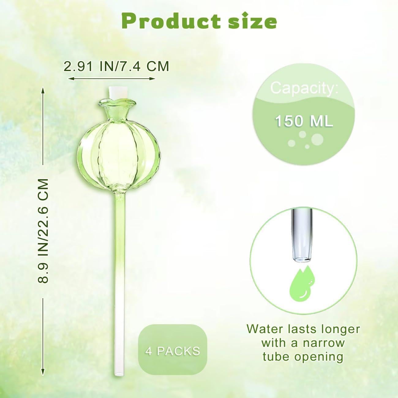 4 Esferas de Autorriego de Vidrio FWYDRJZC 20.3 cm Verde