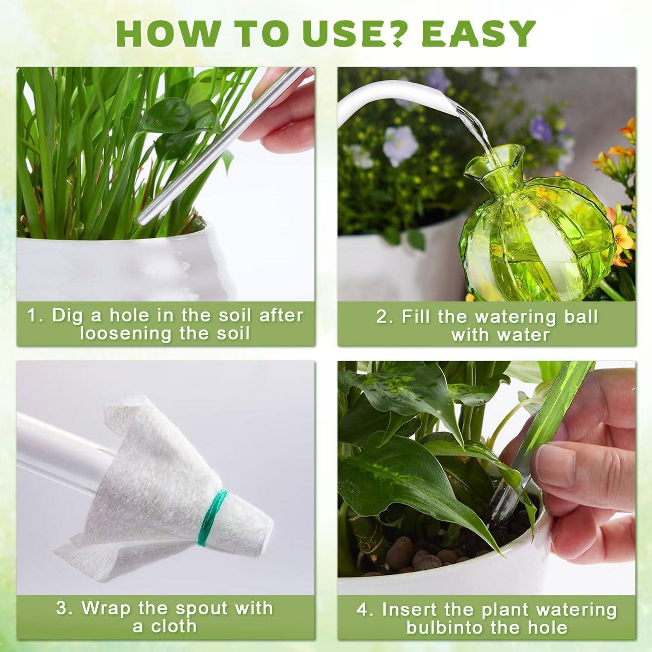 4 Esferas de Autorriego de Vidrio FWYDRJZC 20.3 cm Verde