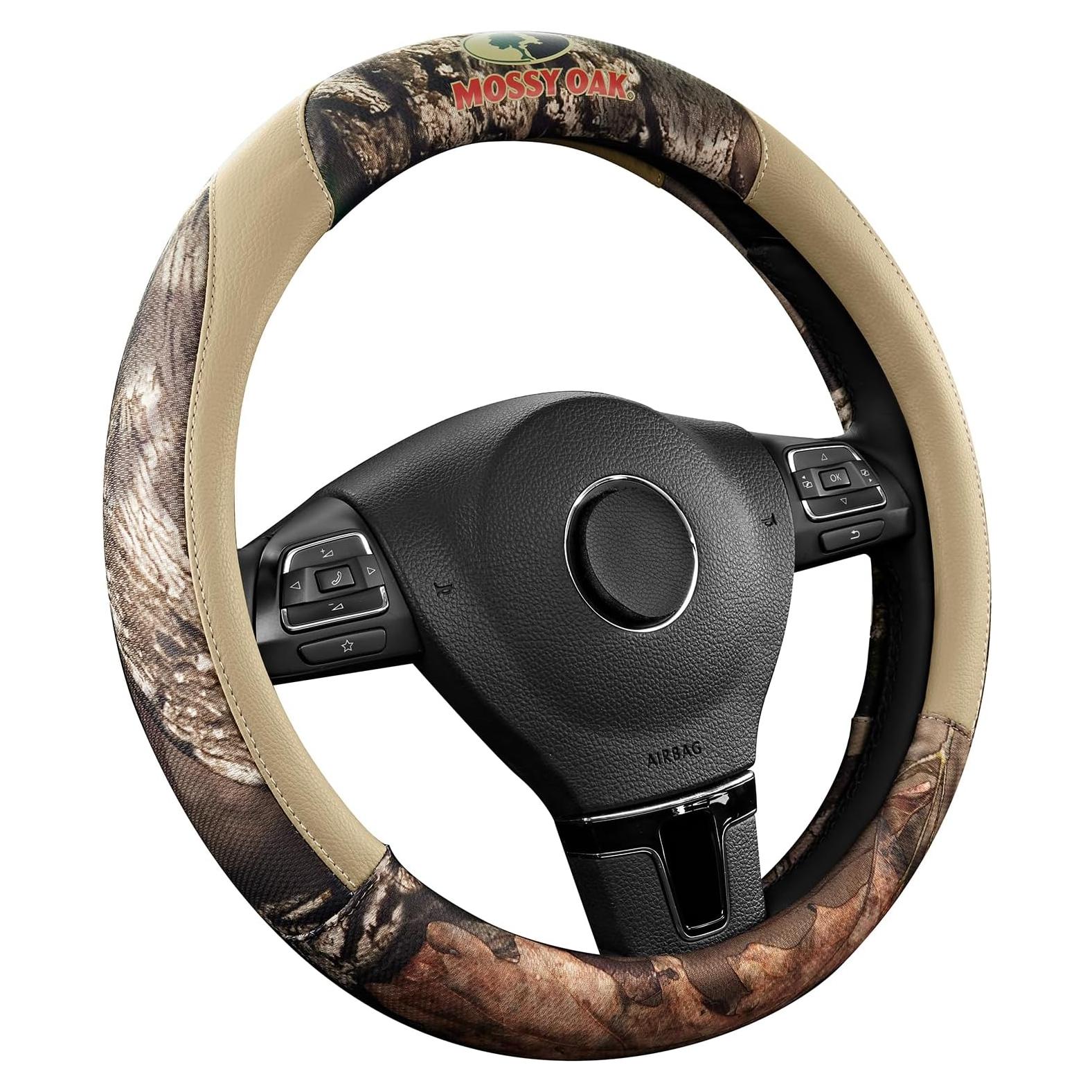 Cubre Volante Mossy Oak Beige - Cuero Premium Universal 36.8-38.1 cm