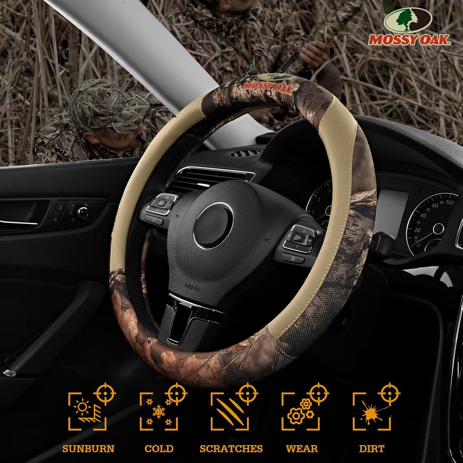 Cubre Volante Mossy Oak Beige - Cuero Premium Universal 36.8-38.1 cm