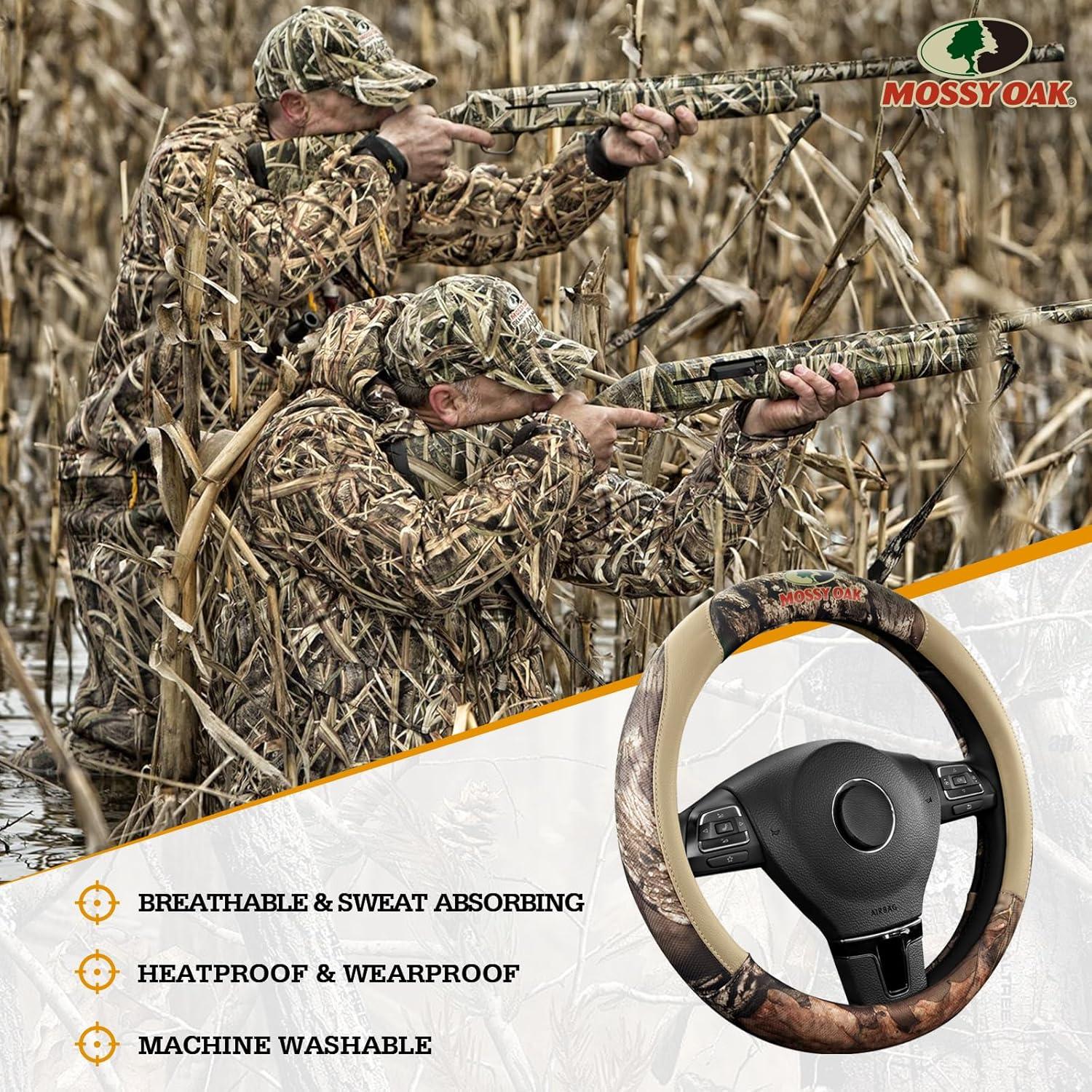 Cubre Volante Mossy Oak Beige - Cuero Premium Universal 36.8-38.1 cm