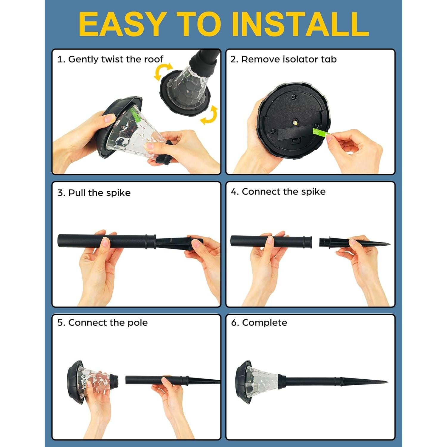 Luces Solares para Jardín LAMTREE, Paquete de 6, Impermeables