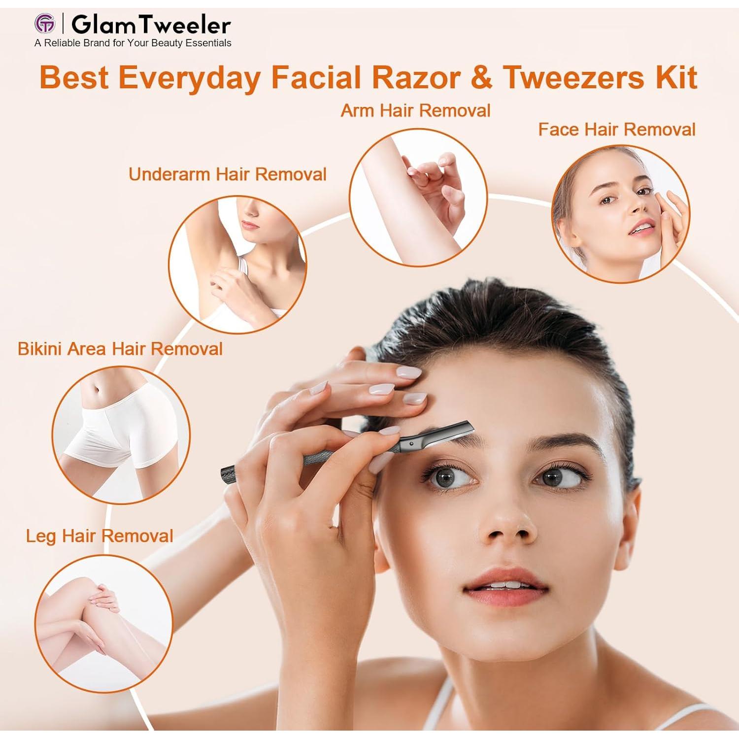 Kit de Cuchillas para Rostro y Cejas GlamTweeler - 11 Piezas