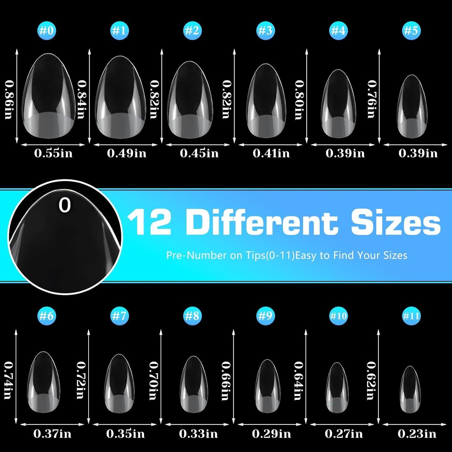 240 Consejos de Uñas de Gel Almendra Cortos Lifextol