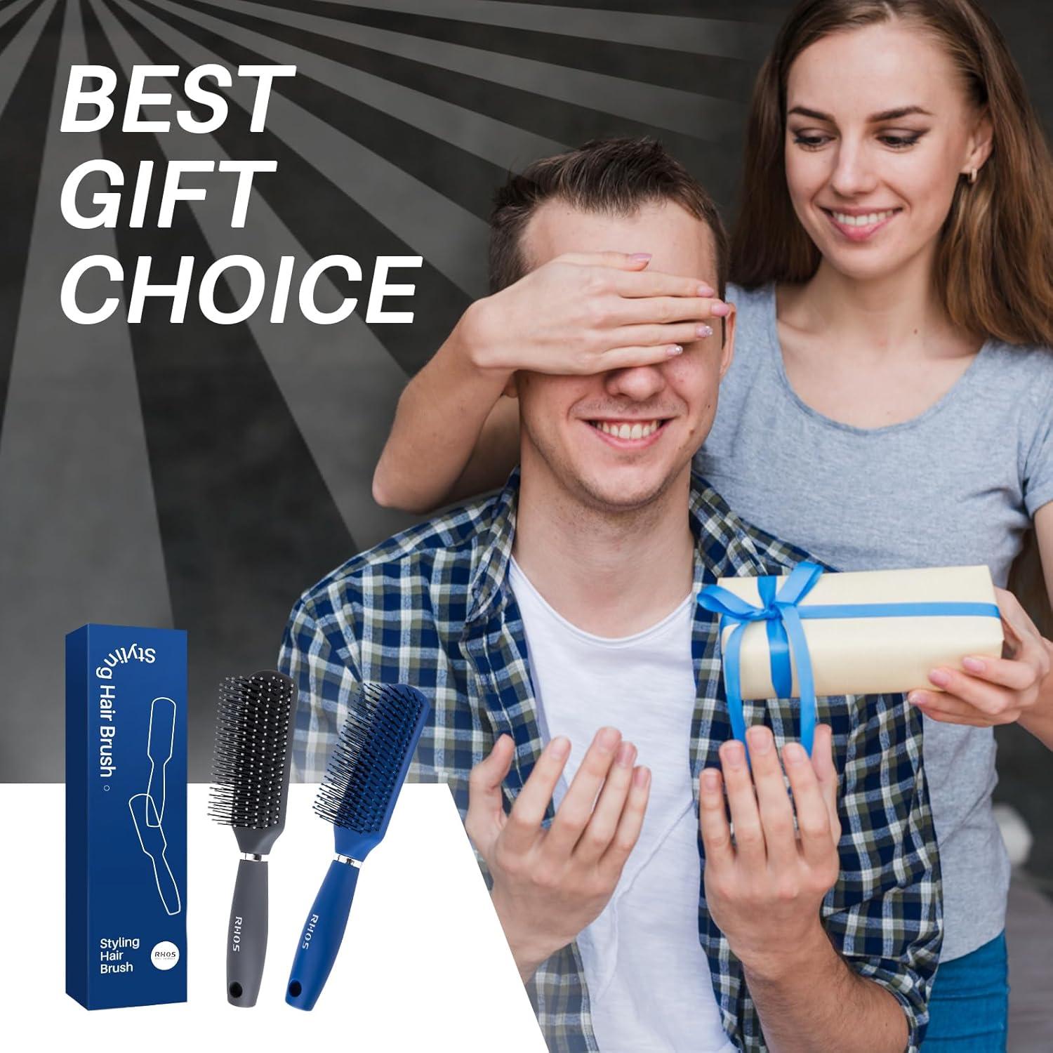 Cepillo desenredante RHOS para hombres - Azul, 20 cm