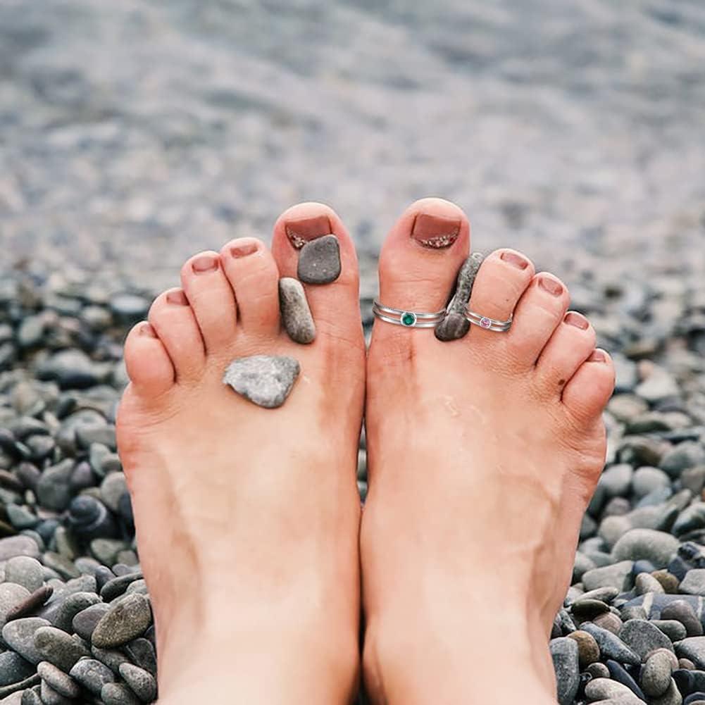 Anillo de Dedo Ajustable Plata Esterlina 925 con Piedra de Nacimiento