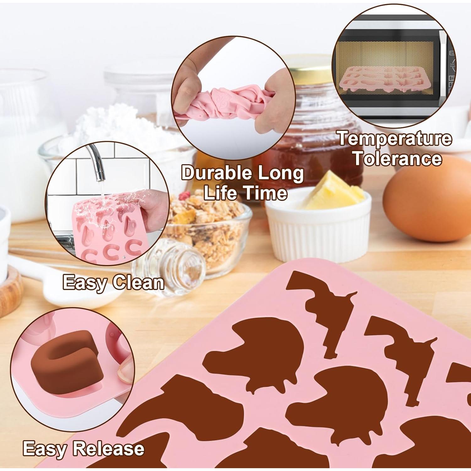 Moldes de Chocolate Palksky Vaquero 2Pcs Silicona Antiadherente