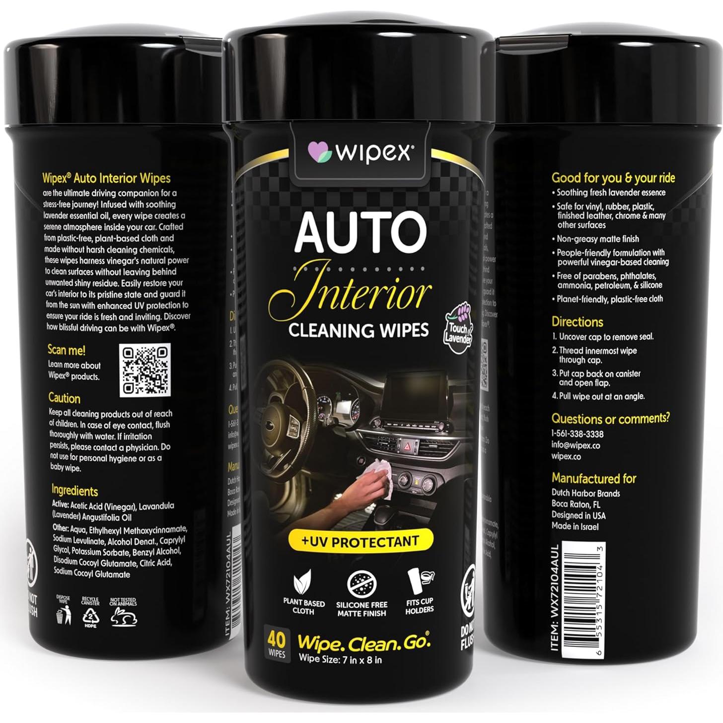Toallitas de Limpieza para Interiores de Auto Wipex 40Ct