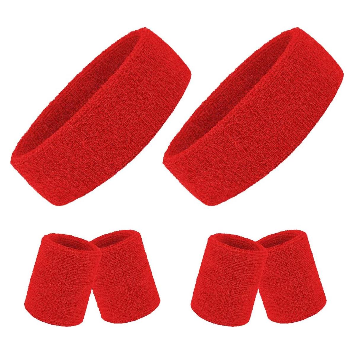 Juego de Muñequera y Diadema BEFORYOU Algodón Rojo Brillante