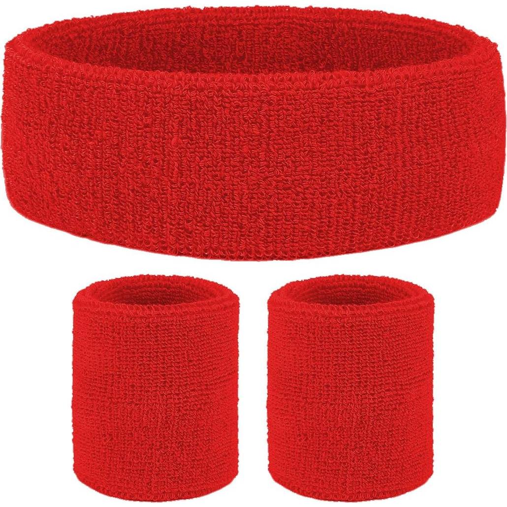 Juego de Muñequera y Diadema BEFORYOU Algodón Rojo Brillante