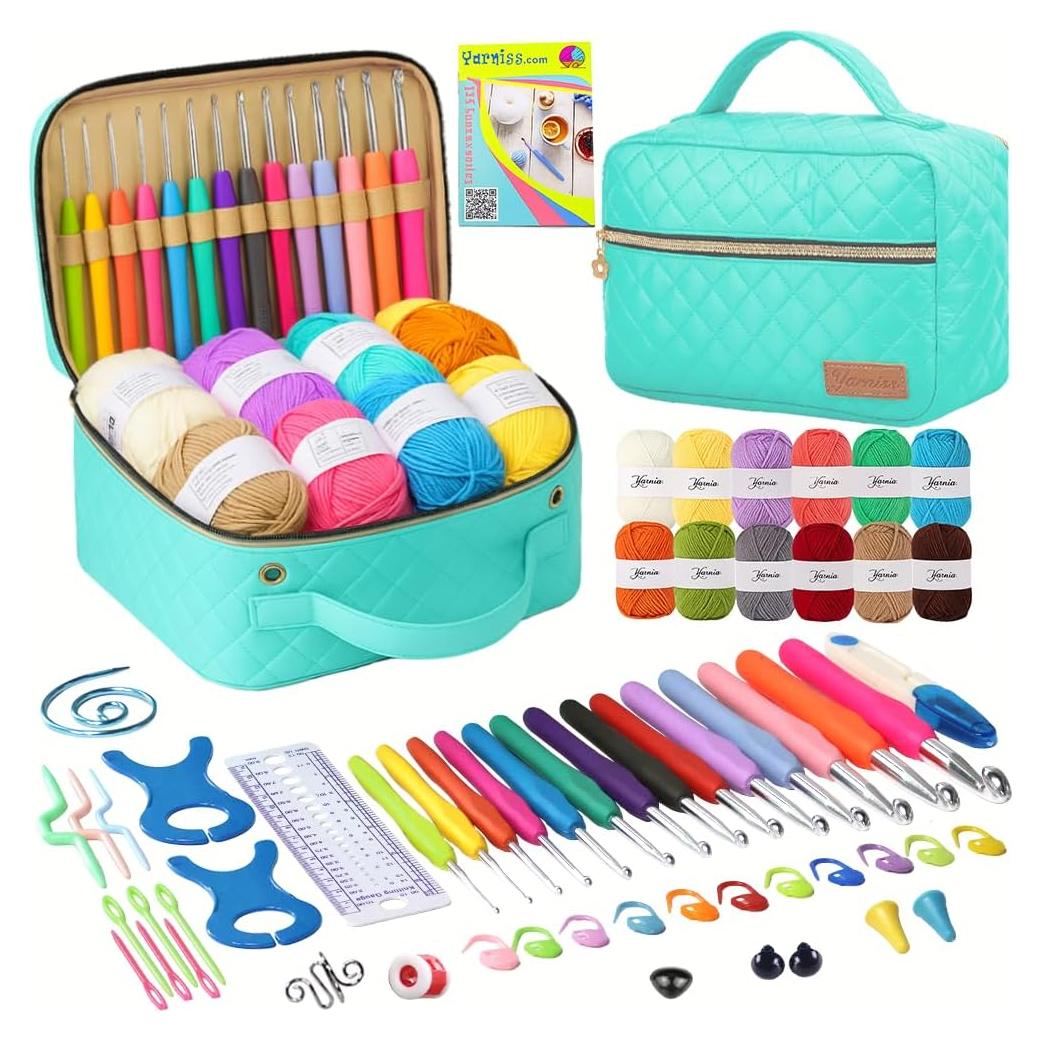 Kit de Crochet Yarniss para Principiantes con 14 Ganchos y 12 Ovillos