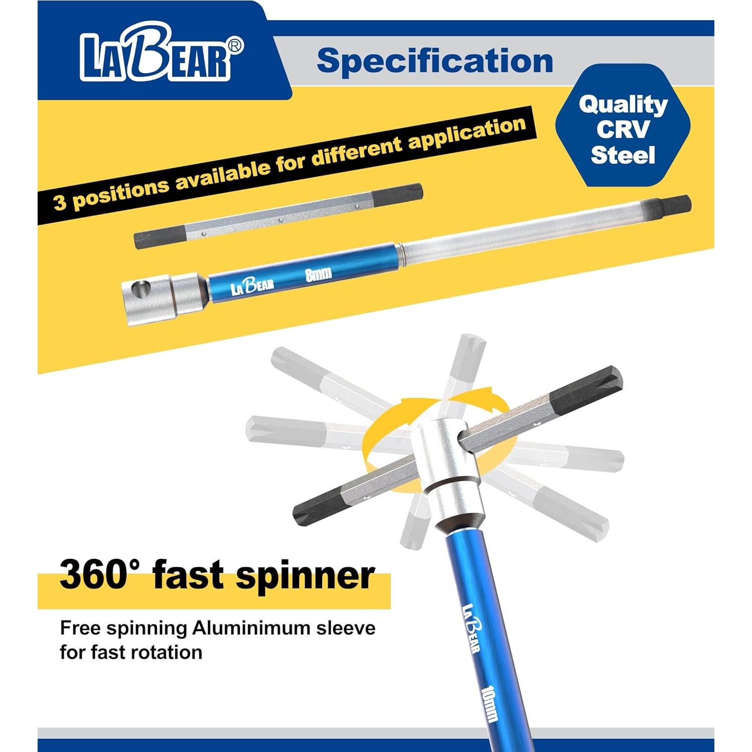 Juego de Llaves Allen T-Handle LABEAR 6 Piezas 2-8 mm