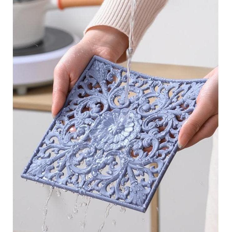 Trivetes de Silicona Zoyizi - Juego de 3 Cuadrados Azules