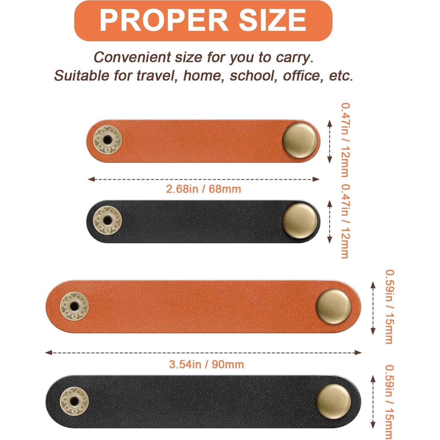 52 Piezas Organizador de Cables Weewooday Cuero PU Negro Marrón