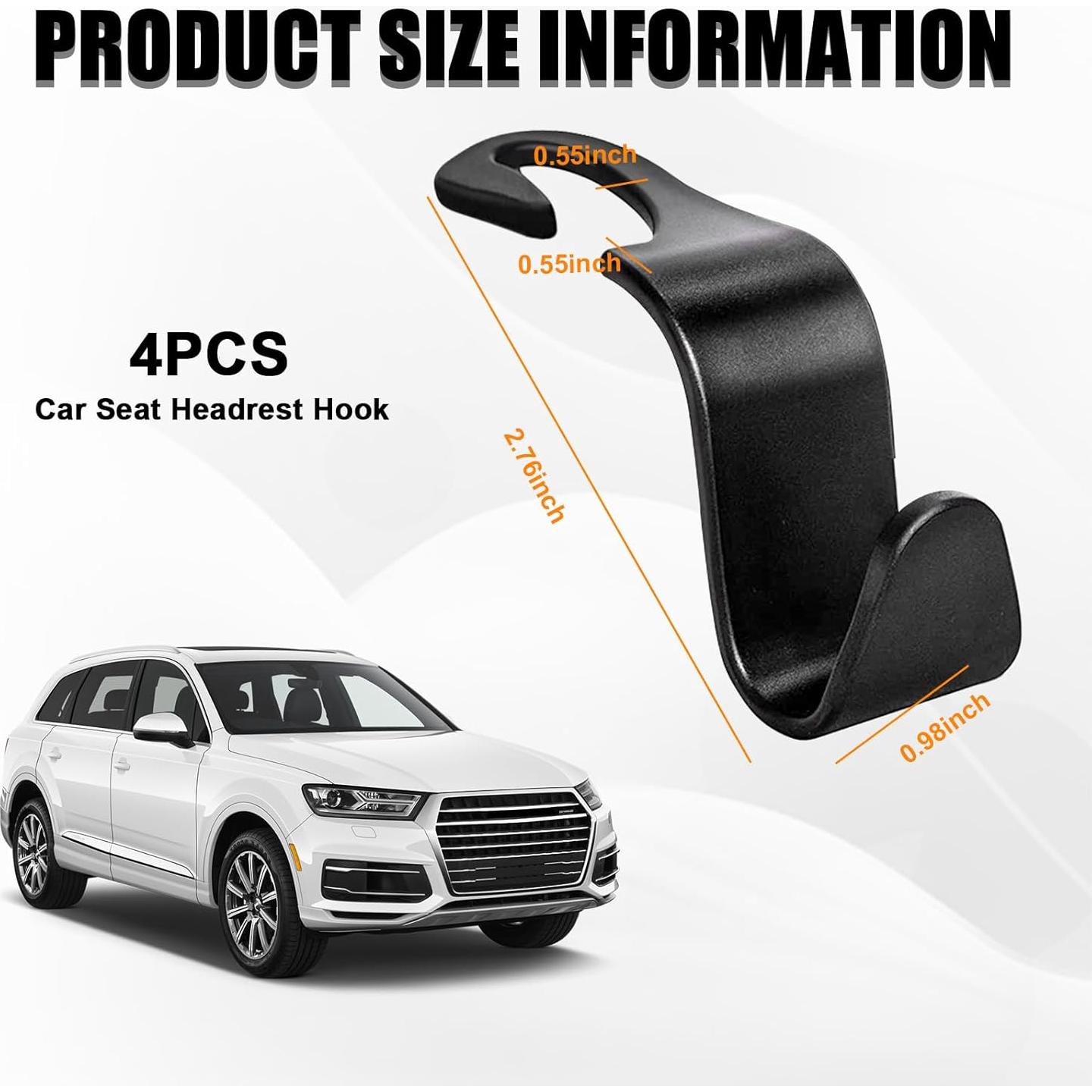 Ganchos para Reposacabezas de Asiento de Coche Ziciner 4 PCS Negro