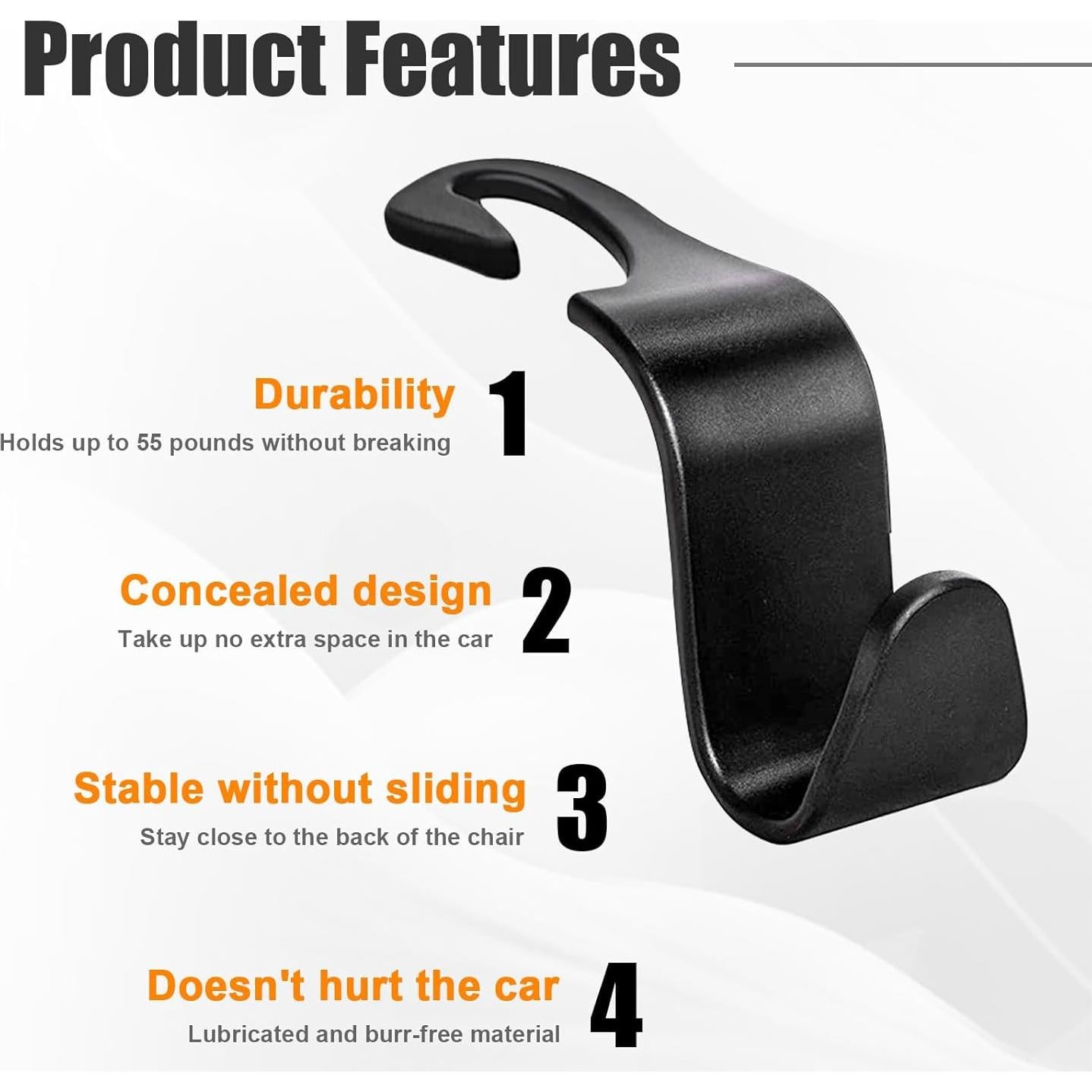 Ganchos para Reposacabezas de Asiento de Coche Ziciner 4 PCS Negro