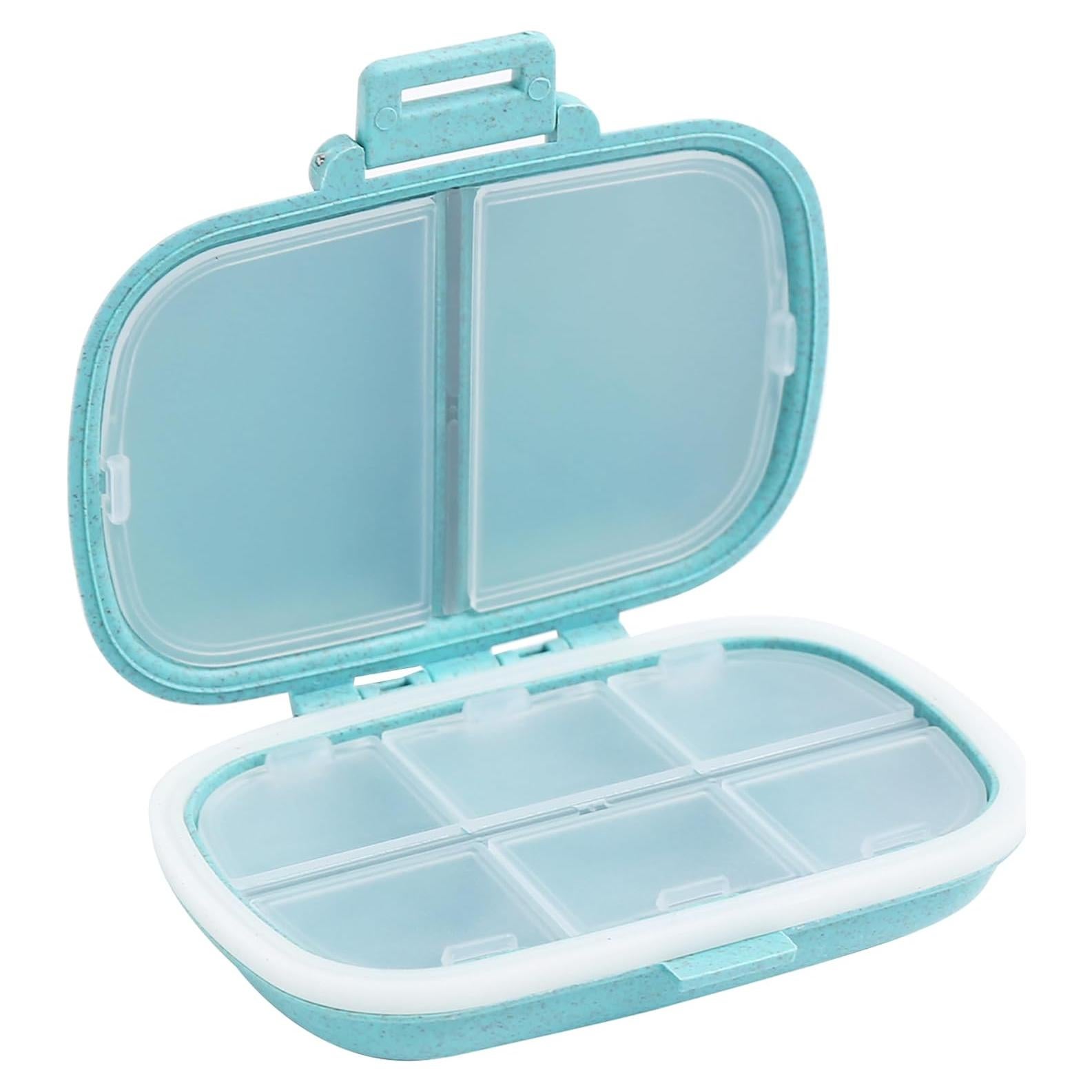 Organizador de Pastillas Portátil Meacolia 8 Compartimentos Azul