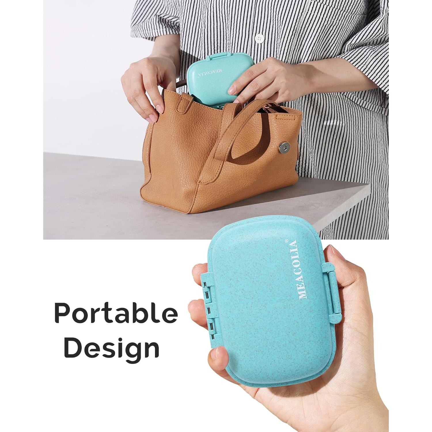 Organizador de Pastillas Portátil Meacolia 8 Compartimentos Azul