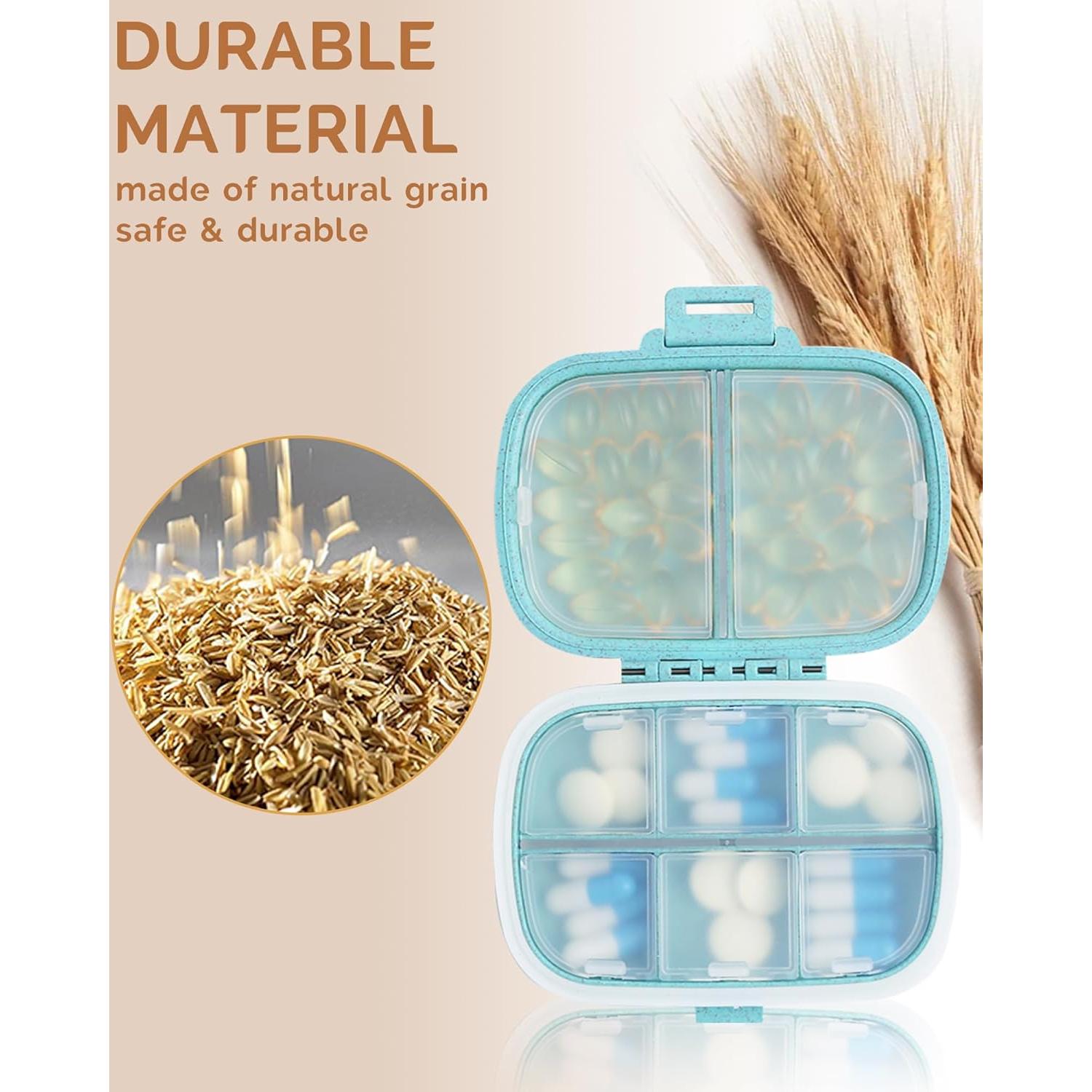 Organizador de Pastillas Portátil Meacolia 8 Compartimentos Azul