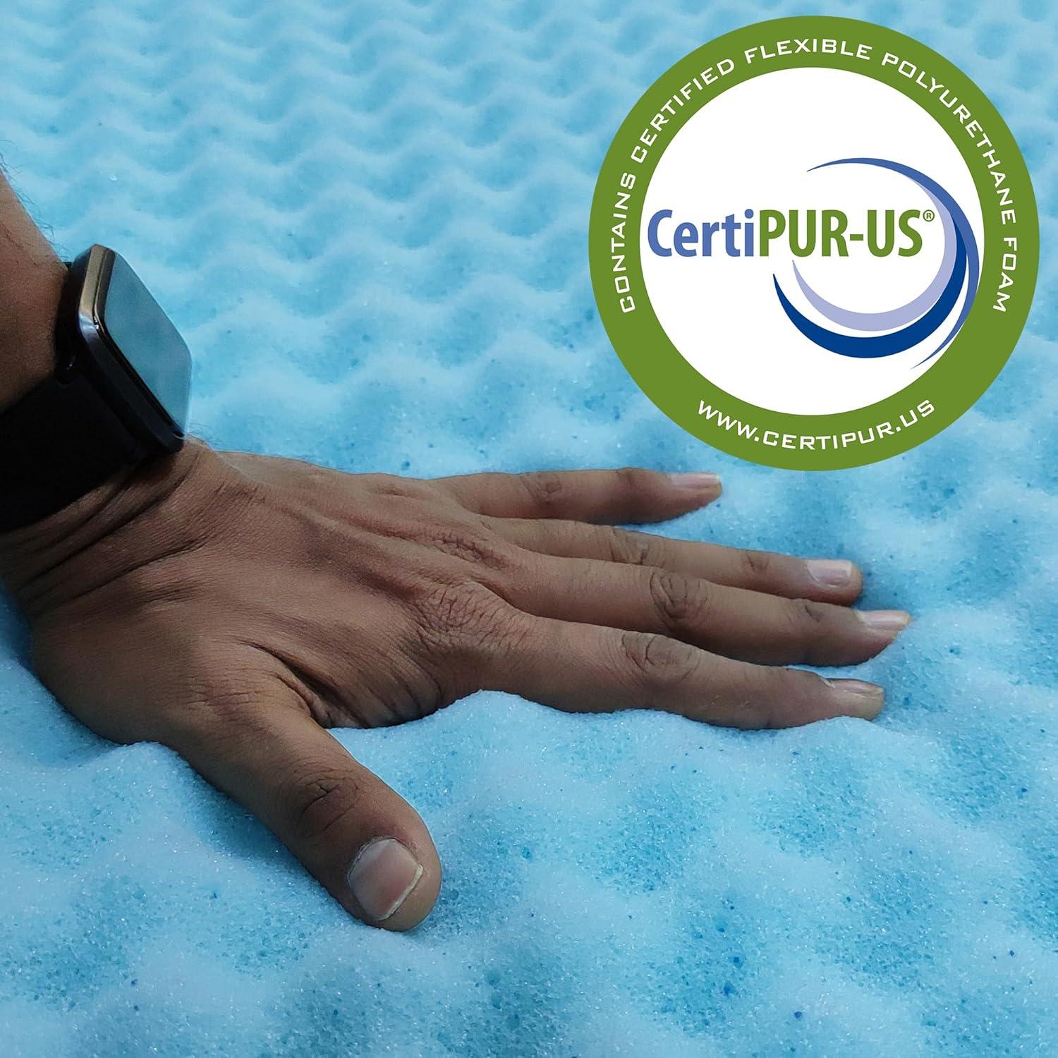 Toppers de Espuma de Memoria de Gel Zayton 2.54 cm Individual Azul