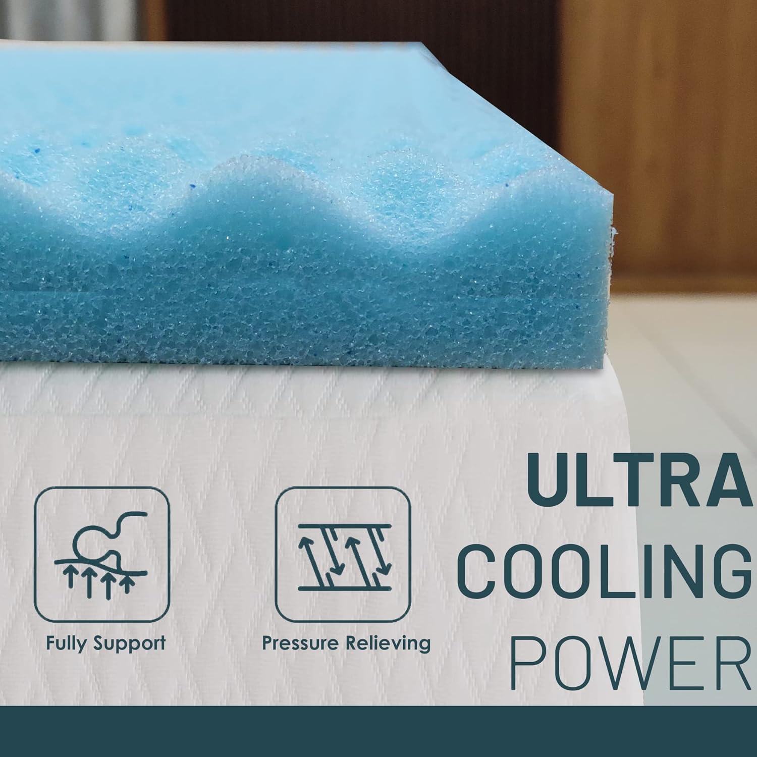 Toppers de Espuma de Memoria de Gel Zayton 2.54 cm Individual Azul