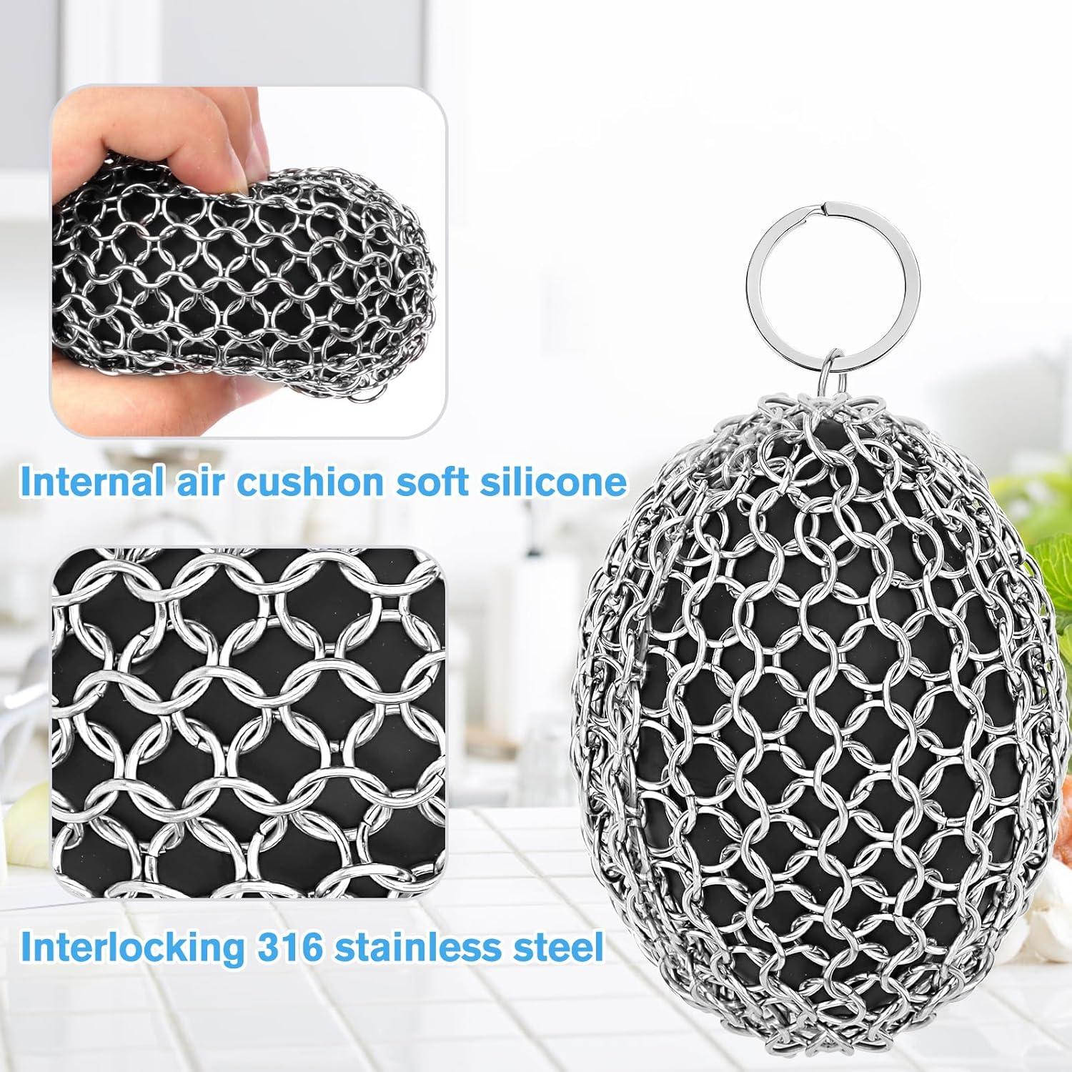 Estropajo de Acero Inoxidable XIBIGEYE con Raspador y Soporte