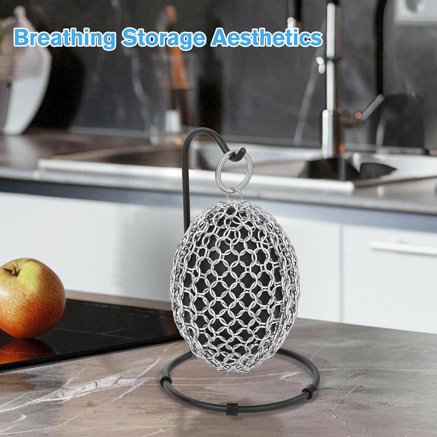 Estropajo de Acero Inoxidable XIBIGEYE con Raspador y Soporte