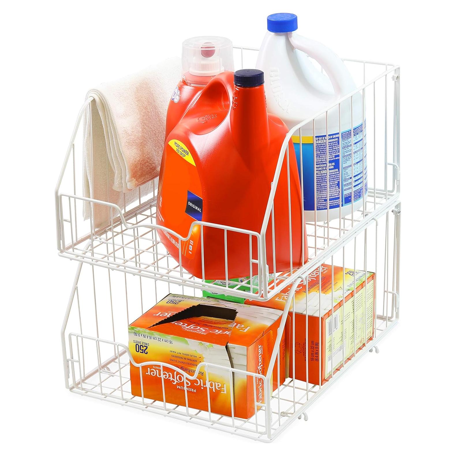 Cesta de Almacenamiento Apilable Simple Houseware 2 Pack 42.9x34x23 cm Blanco