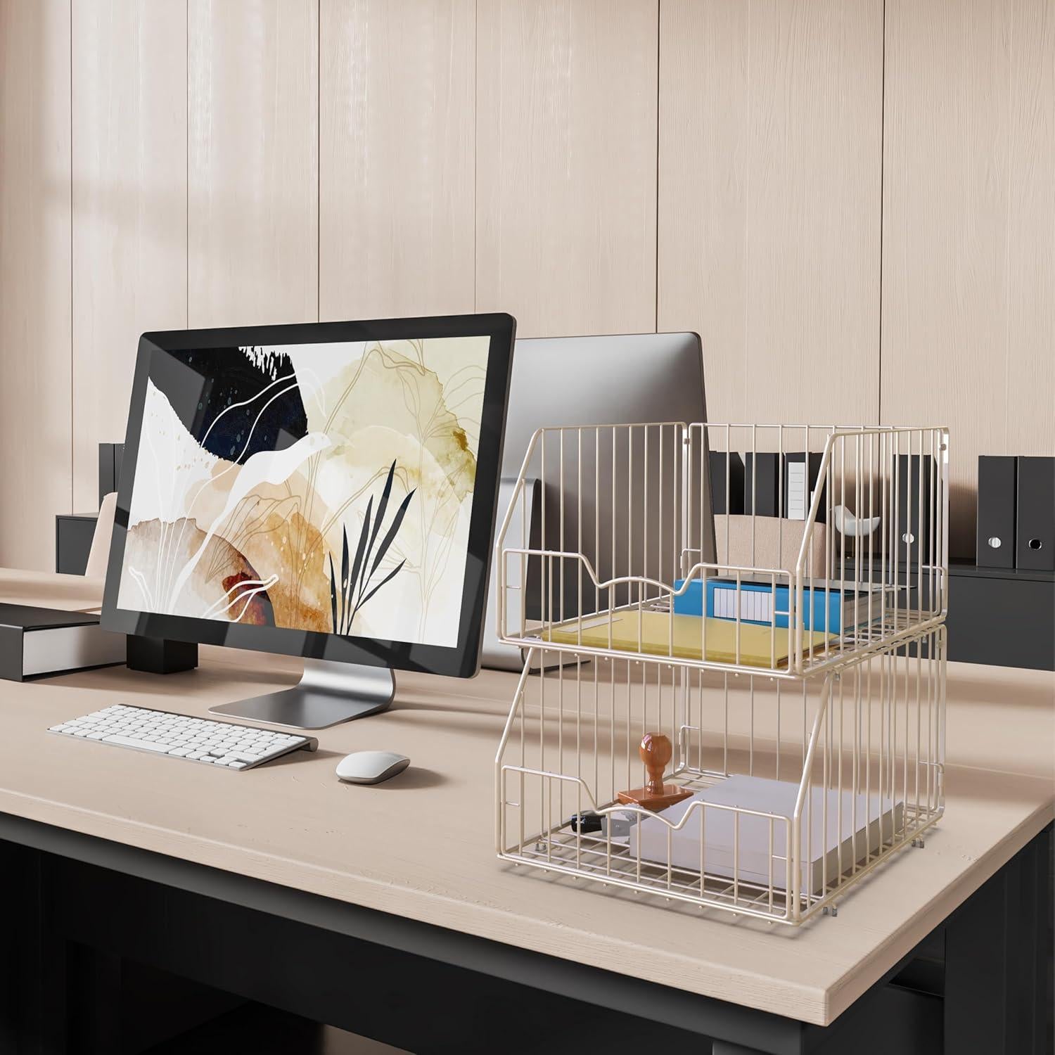 Cesta de Almacenamiento Apilable Simple Houseware 2 Pack 42.9x34x23 cm Blanco