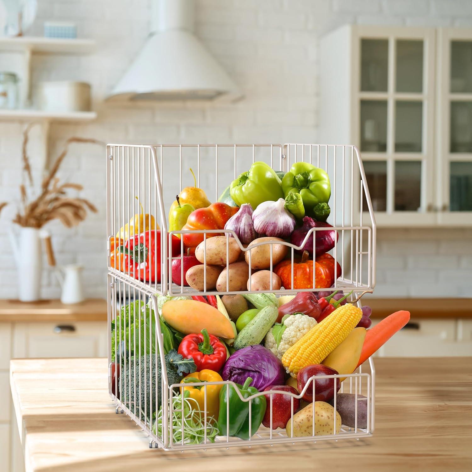 Cesta de Almacenamiento Apilable Simple Houseware 2 Pack 42.9x34x23 cm Blanco