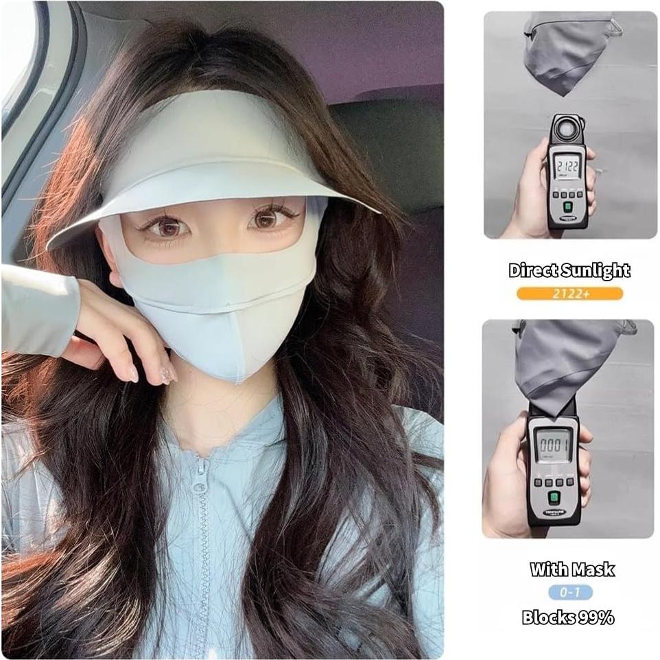 Cubierta Facial UV UPF 50+ para Mujeres - Protección Solar Gris