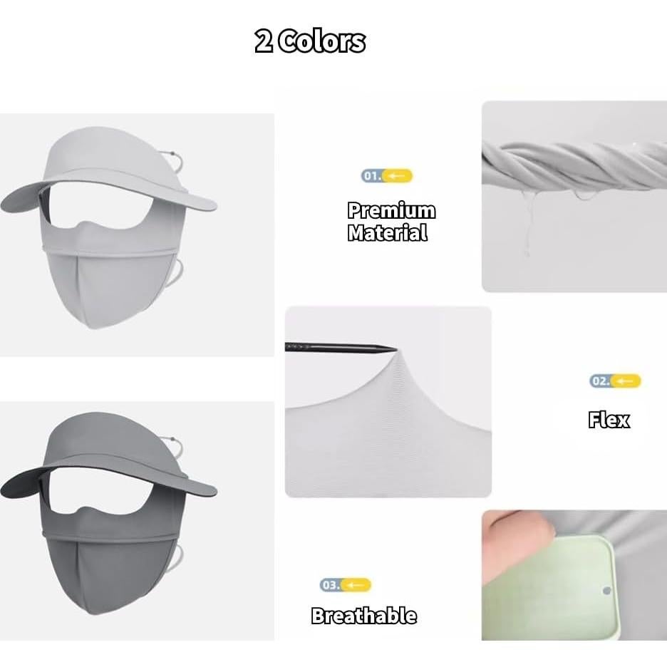 Cubierta Facial UV UPF 50+ para Mujeres - Protección Solar Gris