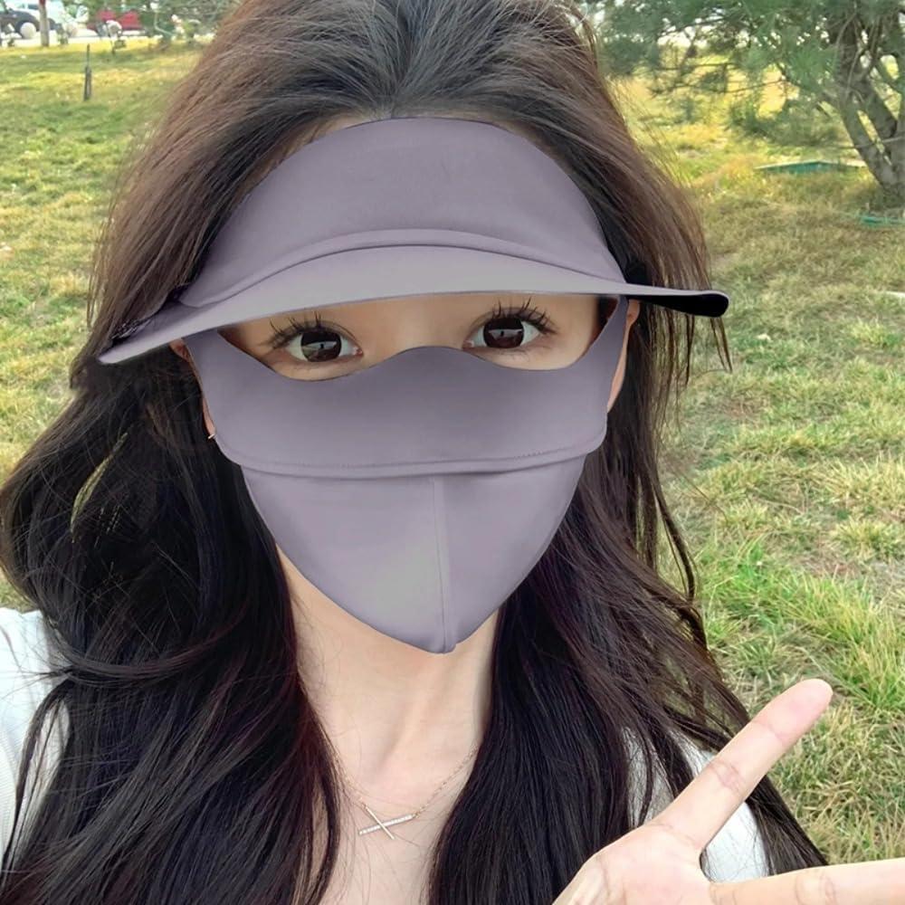Cubierta Facial UV UPF 50+ para Mujeres - Protección Solar Gris