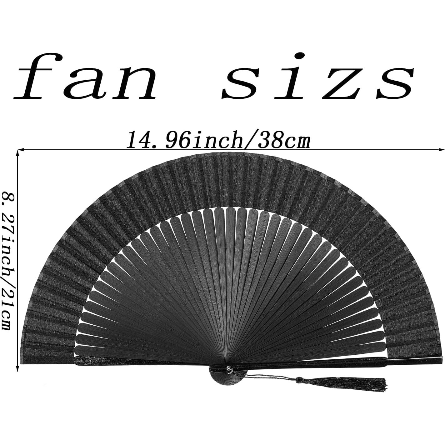 Abanico Plegable Chino Japonés de Seda y Bambú Negro