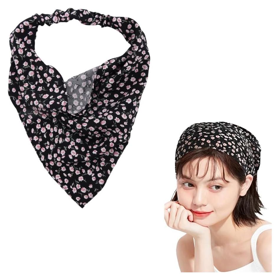 Diadema Floral Negra Yreamont con Pañuelo para Mujeres