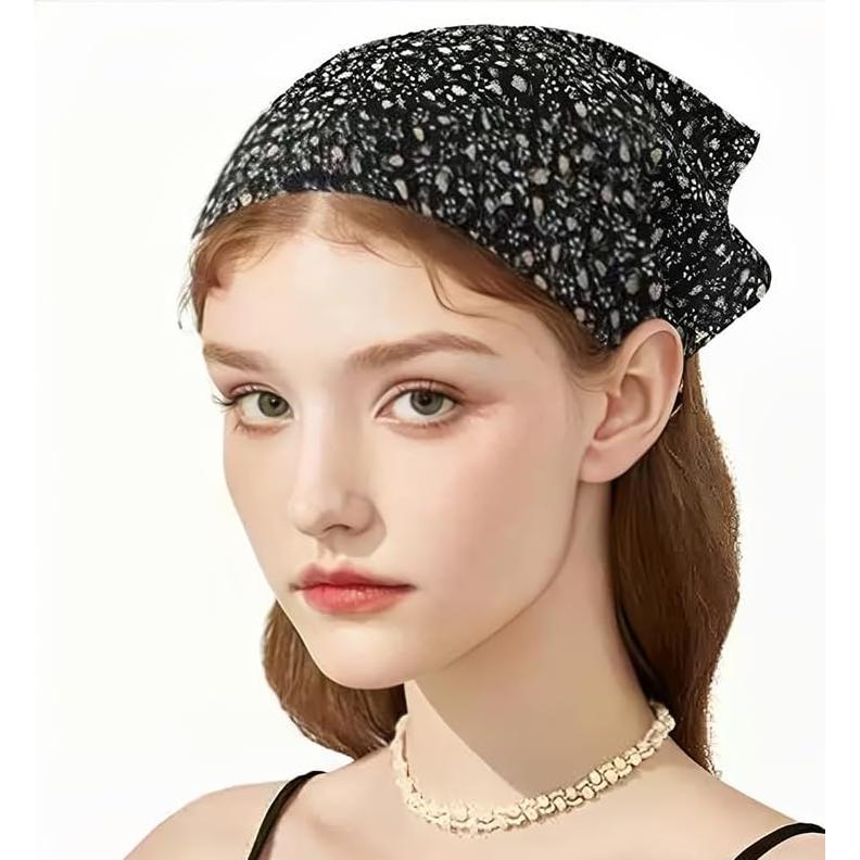 Diadema Floral Negra Yreamont con Pañuelo para Mujeres