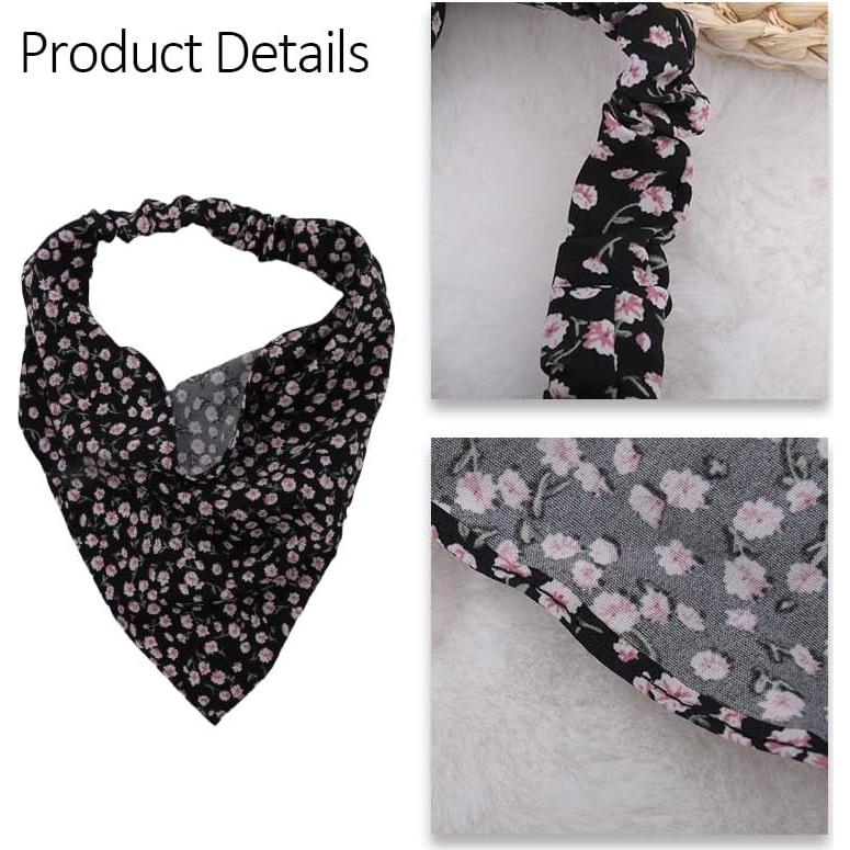 Diadema Floral Negra Yreamont con Pañuelo para Mujeres