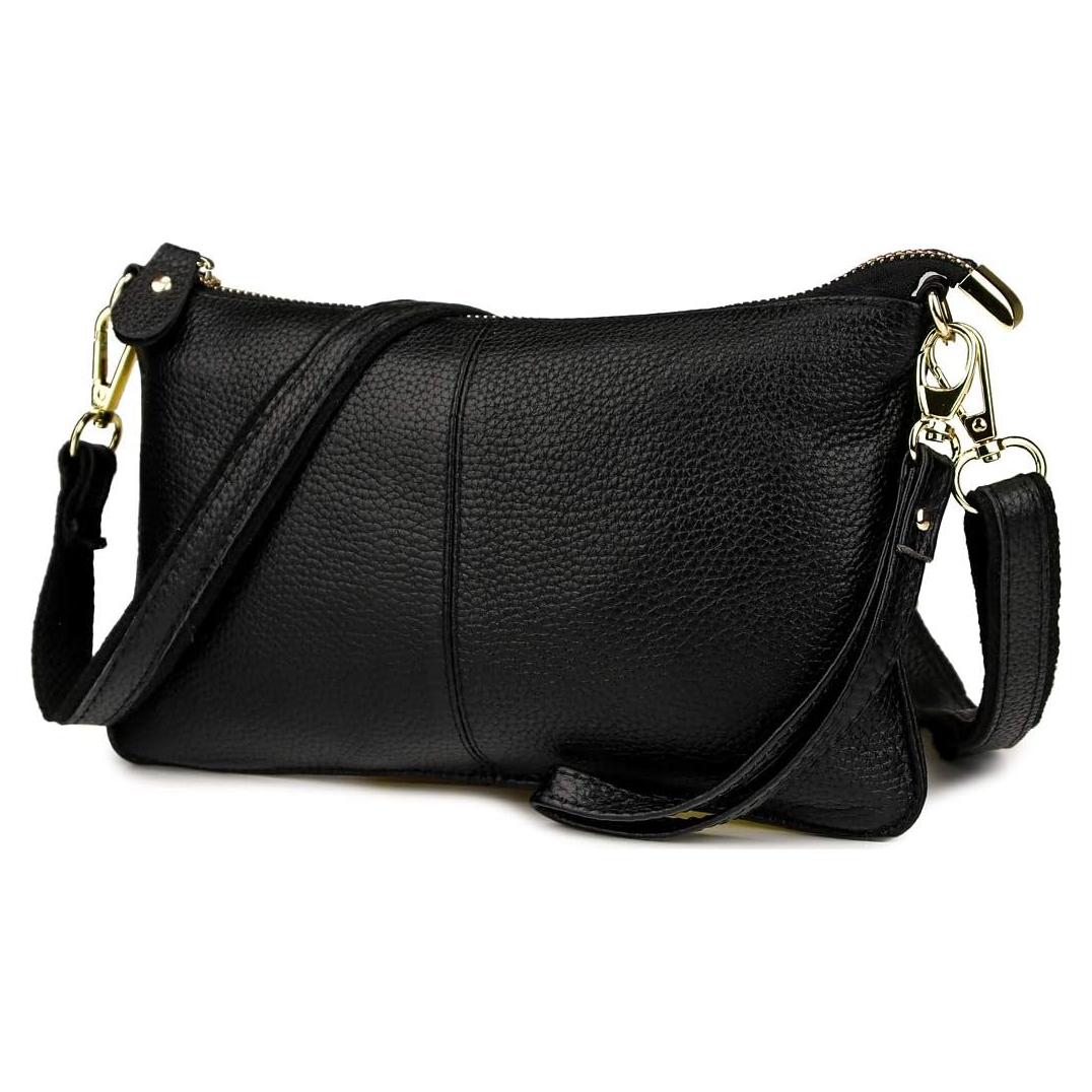 Cartera de Cuero Genuino Artwell para Mujeres - Bandolera Negra