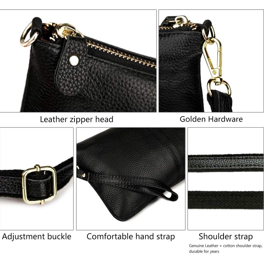 Cartera de Cuero Genuino Artwell para Mujeres - Bandolera Negra