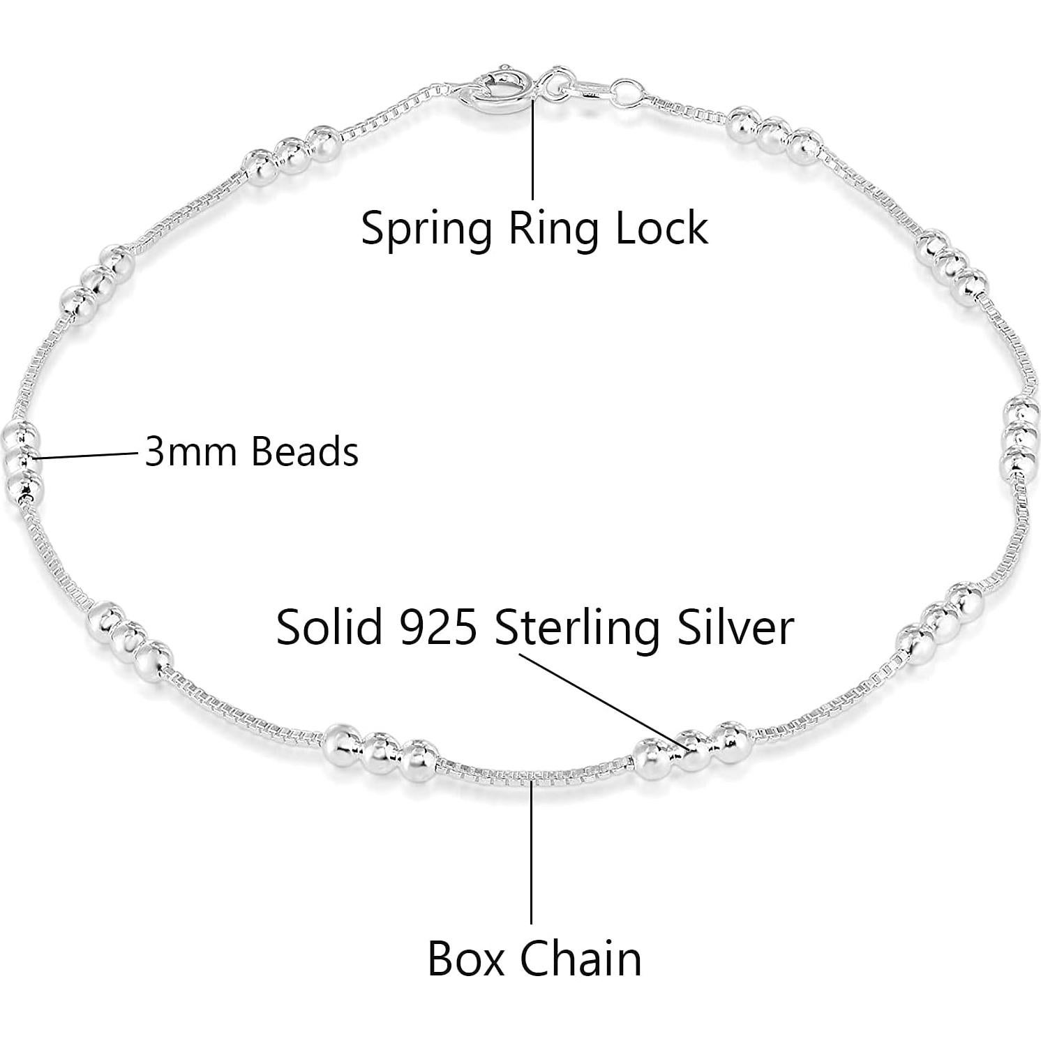 Pulsera de Tobillo de Plata Esterlina 925 Savlano 22.86 cm