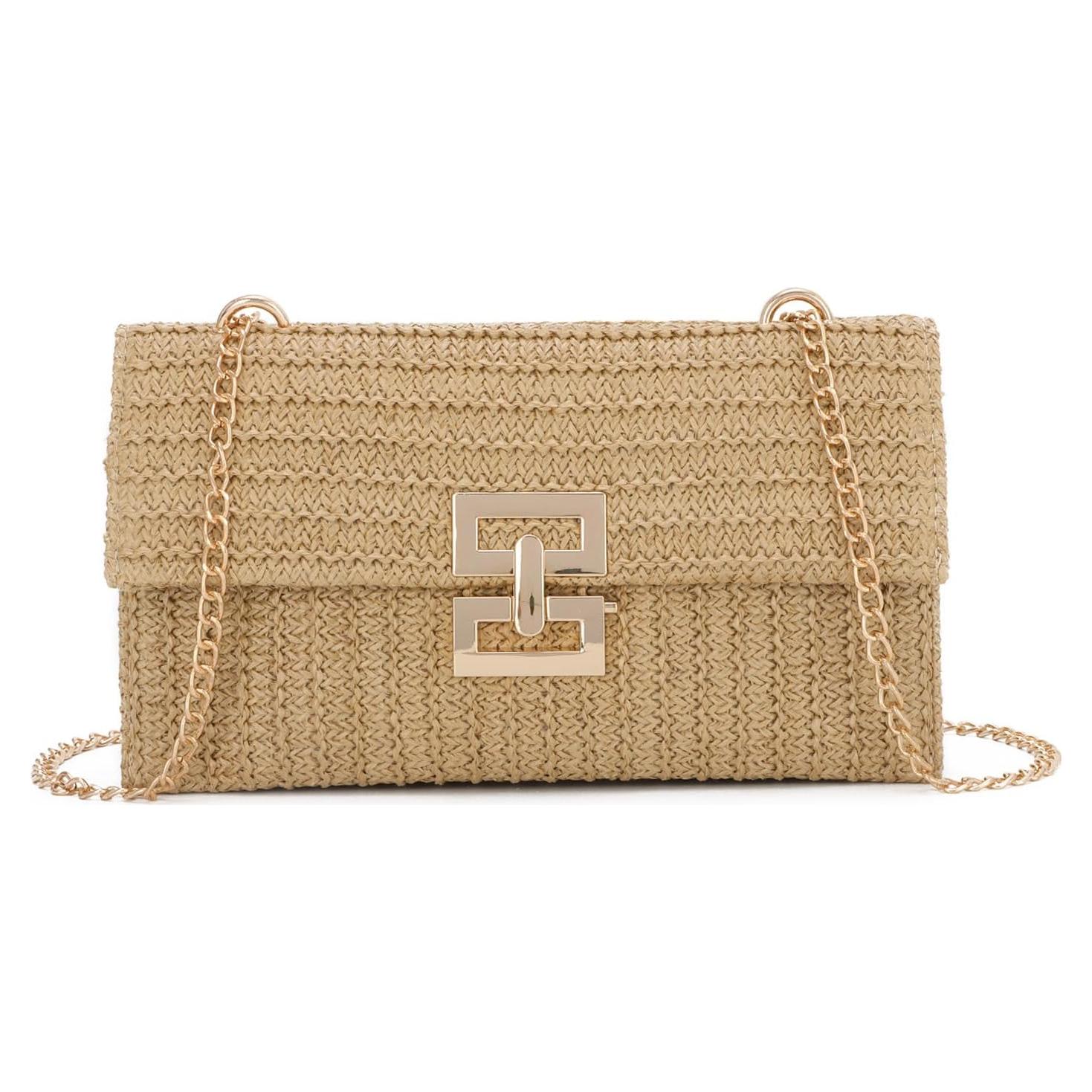 Bolso de mano de paja Ynport para mujeres - Beige 26.5x15cm