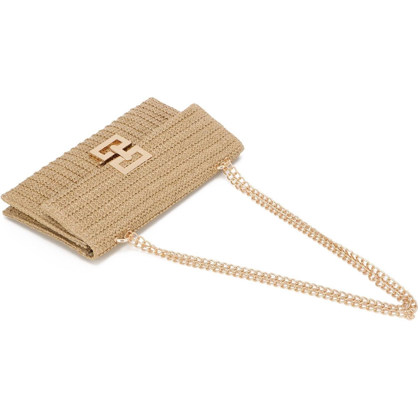 Bolso de mano de paja Ynport para mujeres - Beige 26.5x15cm