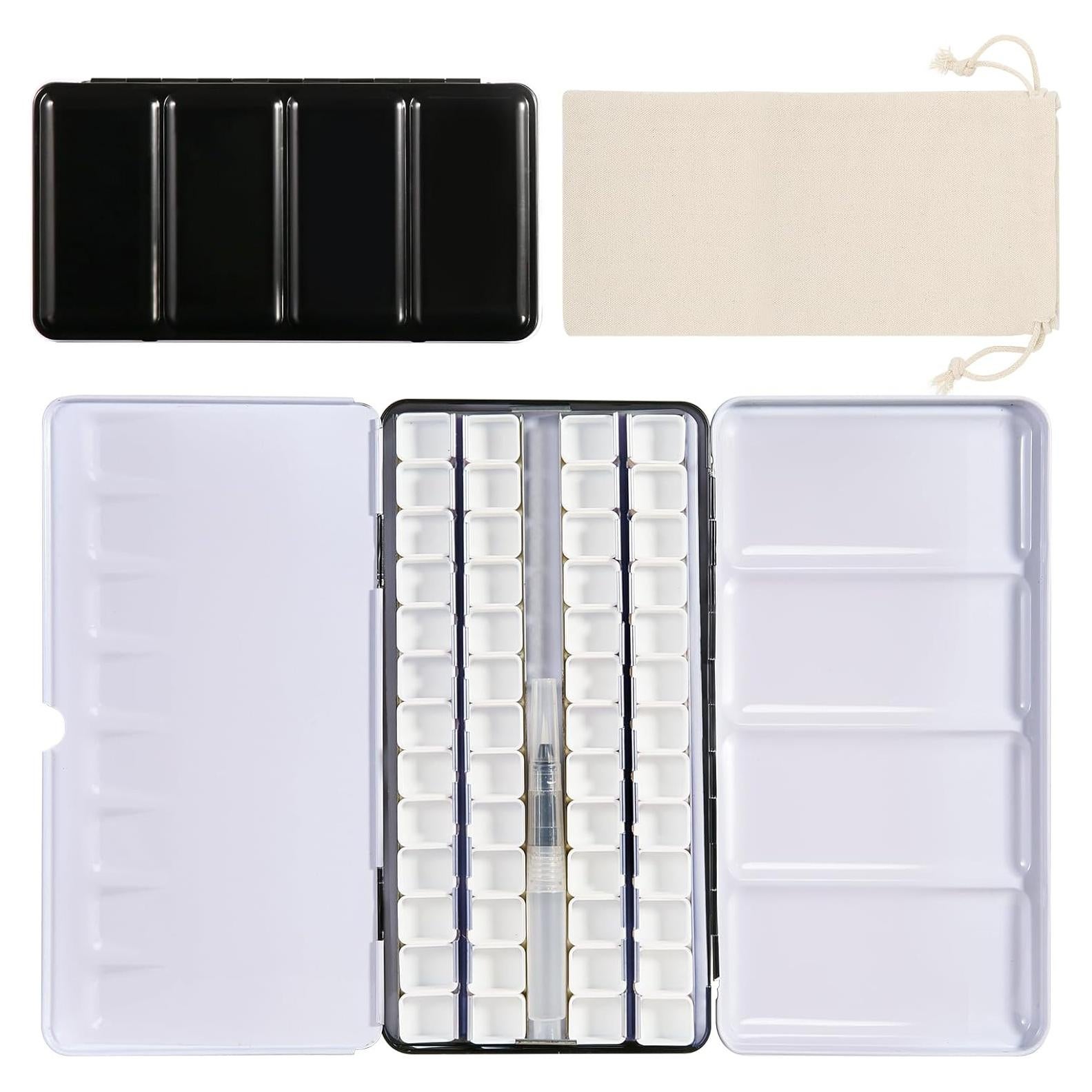 Paleta de Acuarela PEVART Vacía con 52 Medias Cubetas y Pincel