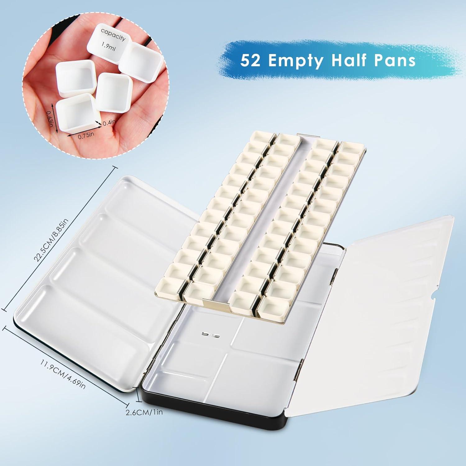 Paleta de Acuarela PEVART Vacía con 52 Medias Cubetas y Pincel