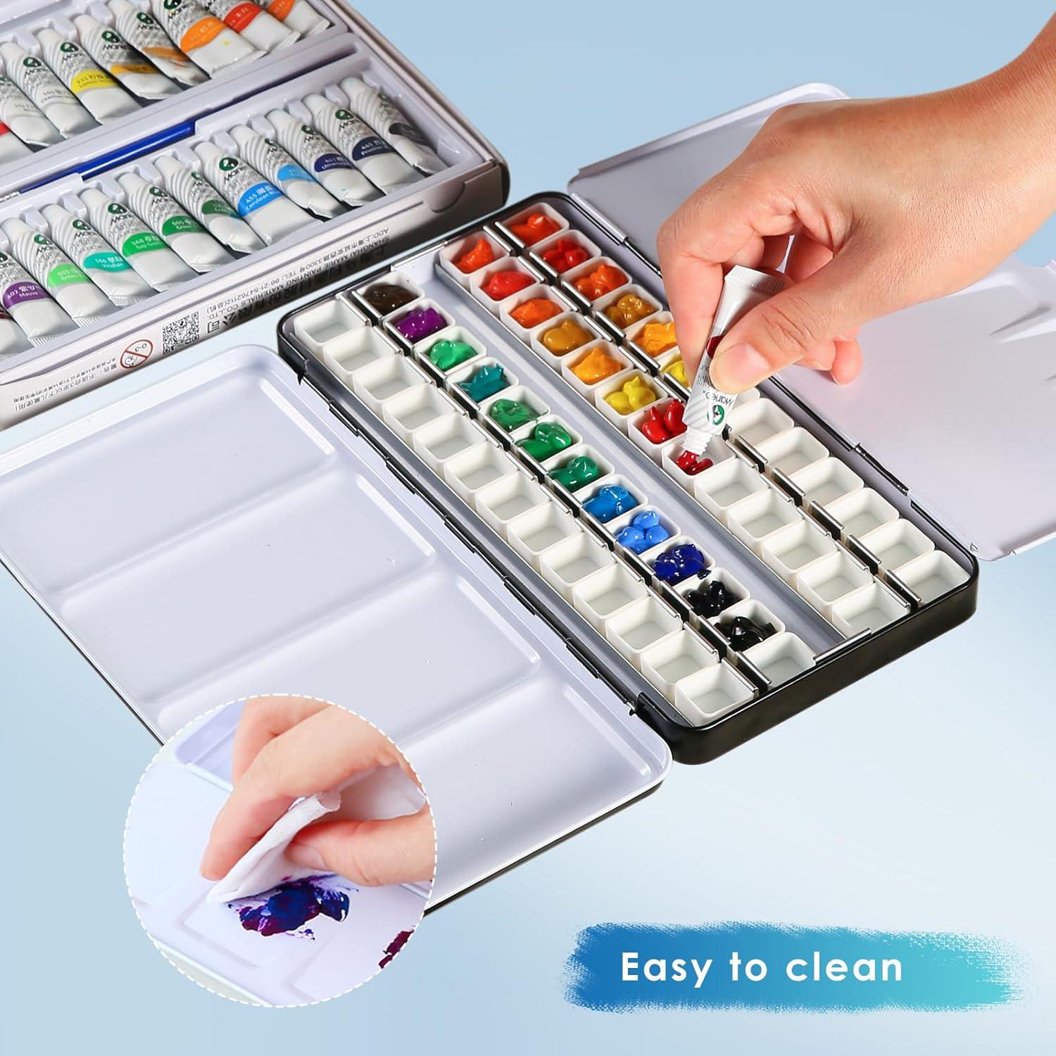 Paleta de Acuarela PEVART Vacía con 52 Medias Cubetas y Pincel