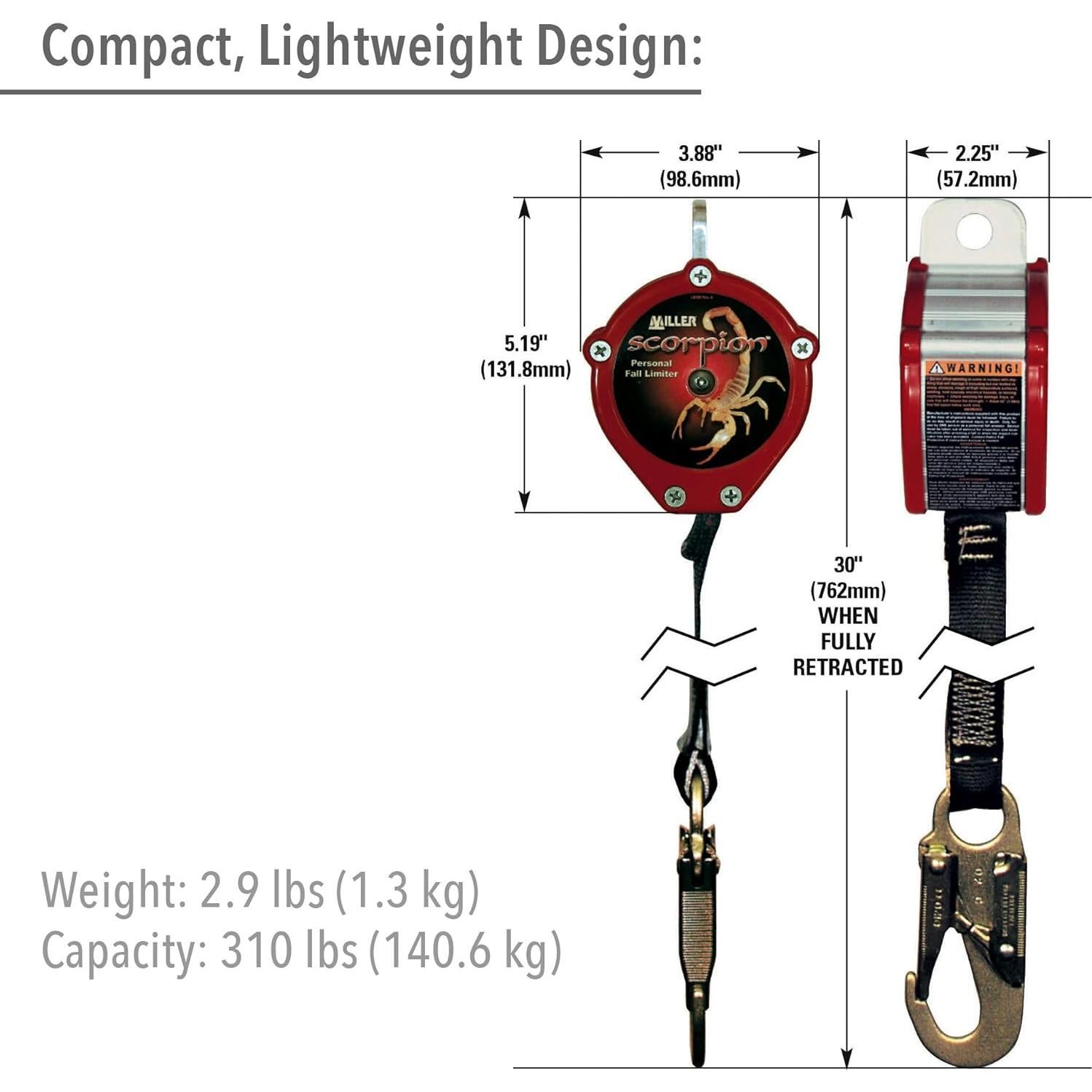 Limitador de Caída Personal Miller Scorpion 9 Pies 310 lb