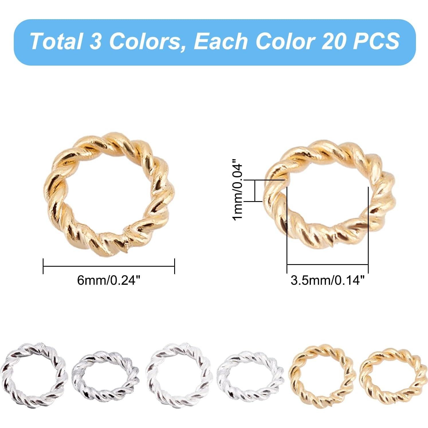 PH PandaHall 60 Anillos de Salto Cerrados 6mm Latón Baño Oro 24K