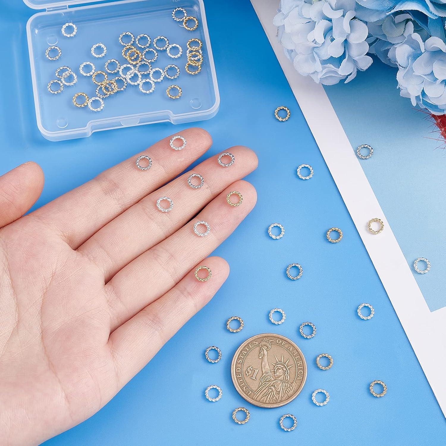 PH PandaHall 60 Anillos de Salto Cerrados 6mm Latón Baño Oro 24K