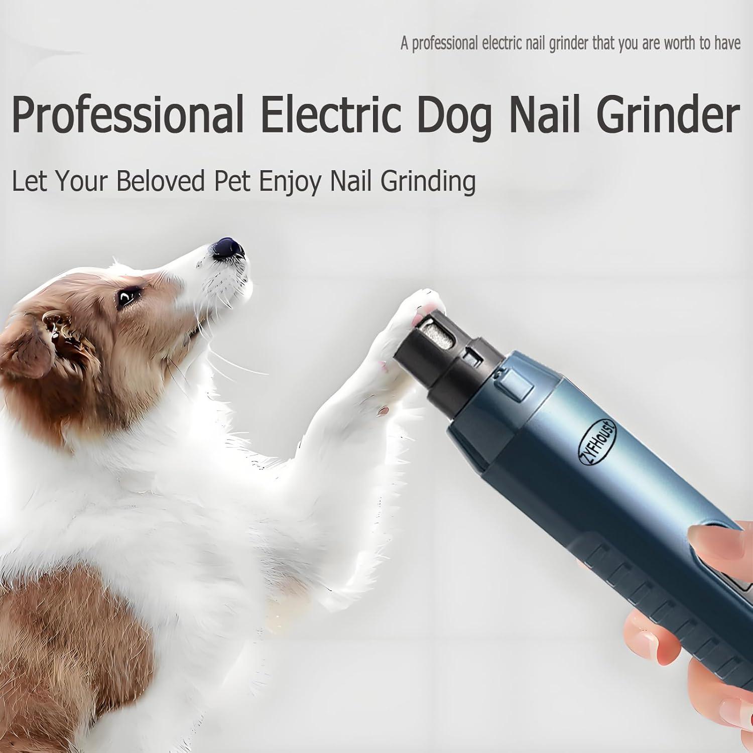 Dog Nail Trimmers, Professional Electric Dog Nail Grinder, Silent Groom Pro Nail Grinder Quiet with 2 LED Lights, 2 Grinding Wheels for Large Medium Small Dogs and Cat (Blue)